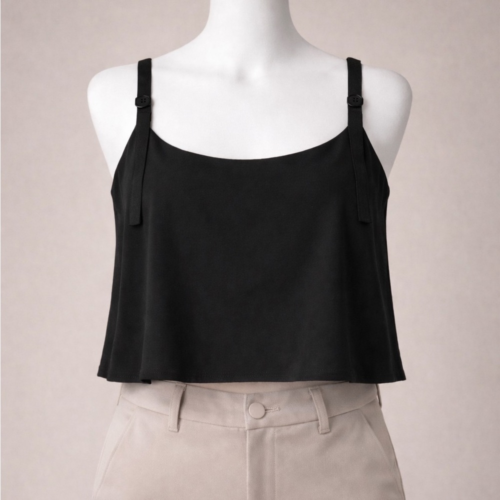Black Tavik Women's Tank Top with Button Straps